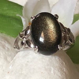 🛍✨NATURAL OBSIDIAN SILVER RING🎀🛍